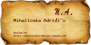 Mihalicska Adrián névjegykártya
